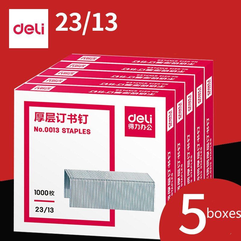 Deli 0013 Thickened Type Stapler 23/13 Thicker Heavy Staplers 5 Boxes Binding 100 Sheets of Paper Office Stationery
