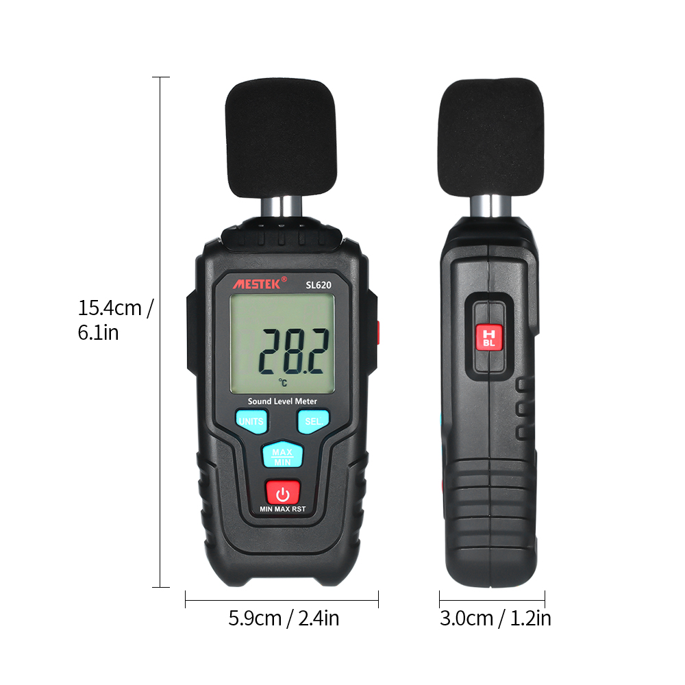 Medidor de nivel de sonido Digital Mini LCD 35-135dB instrumento de medición de volumen de ruido probador de monitoreo de decibelios