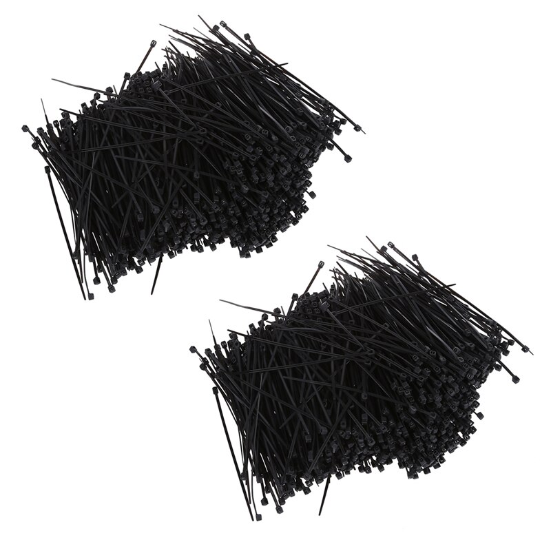 2000 Pcs Black Nylon Cable Zip Tie Fasten Wrap 95Mm X 2Mm: Default Title