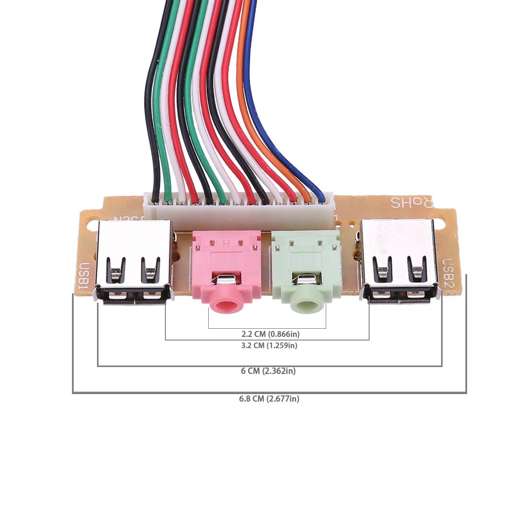 2 USB 2.0 PC Computer Case Front Panel USB Audio Jacks Port Desktop PC USB Extension Wire for Microphone Earphone Cable Cord