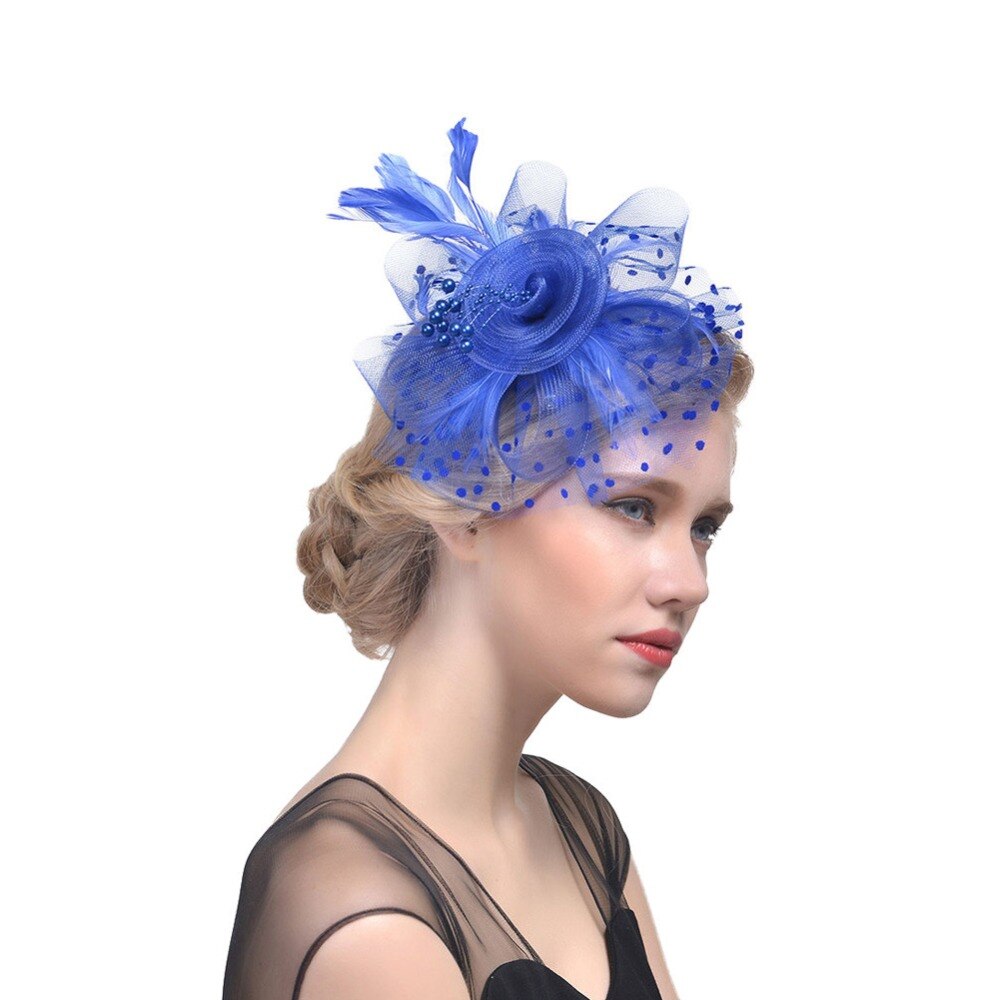 Women Vintage Fascinator Bridal Dot Wedding Church Tea Party Fascinator Hat Pillbox Hat