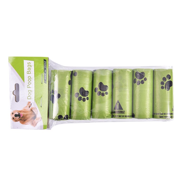 Degradable Dog Poop Bags Earth-Friendly Pet Green Waste Bags Doggy Puppy Poop Waste Bag Pet Product: 6 rolls 90pcs bags
