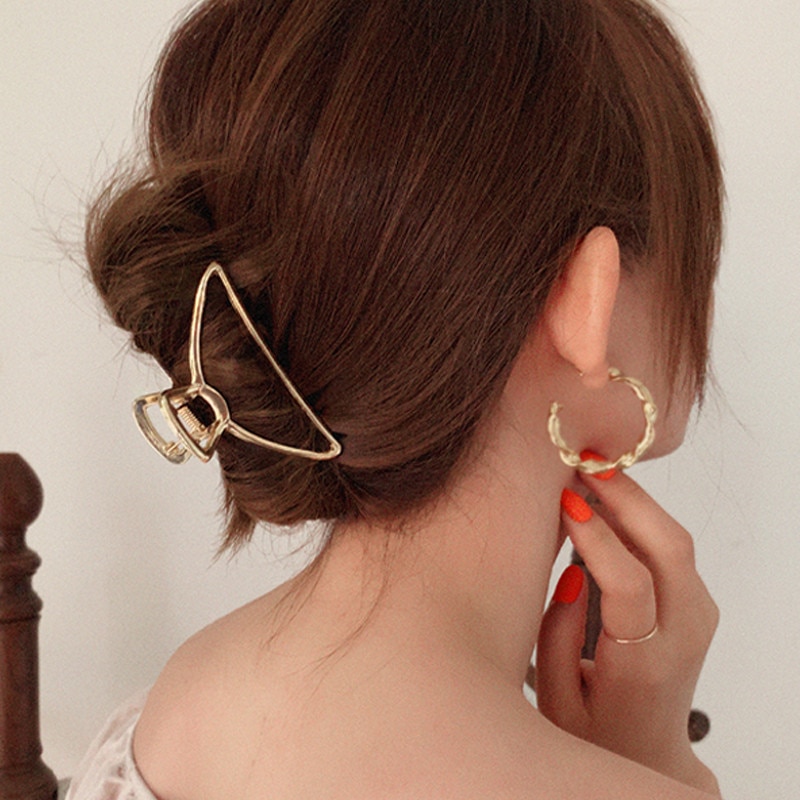 AOMU-Clip de préhension en métal mat en métal creux, griffes de style géométrique, style coréen, Simple pour femmes et filles, douche, décontracté