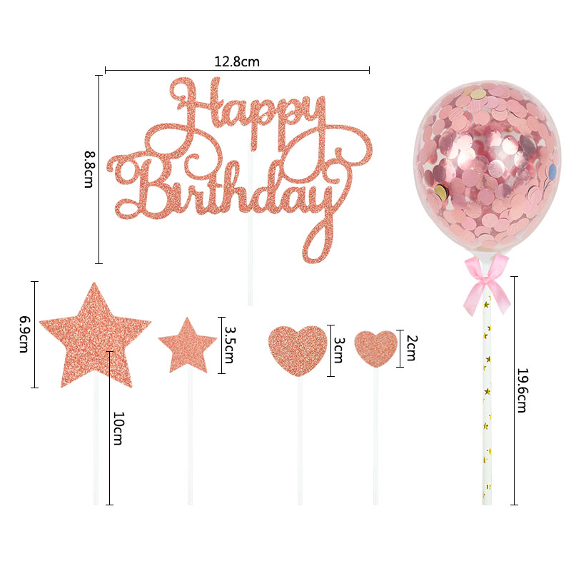 1 sæt tillykke med fødselsdagen kage topper rosa guld sølv stjerne ballon kage topper til voksne børn fødselsdagsfest dessert diy dekorationer