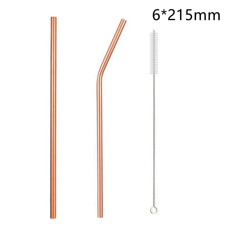 1 stücke Wiederverwendbare Trinken Stroh 304 Edelstahl Stroh 12mm Breiten Metall Strohhalme einstellen Milchshake blasiert Tee Stroh mit reiniger Pinsel