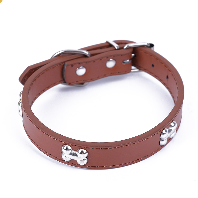 Transer Hond Levert Alligator PU Leer Bot Huisdier Ketting Accessoire Dierenwinkel Halsband Voor Kleine Middelgrote Hond, maat S M L: Coffee / L