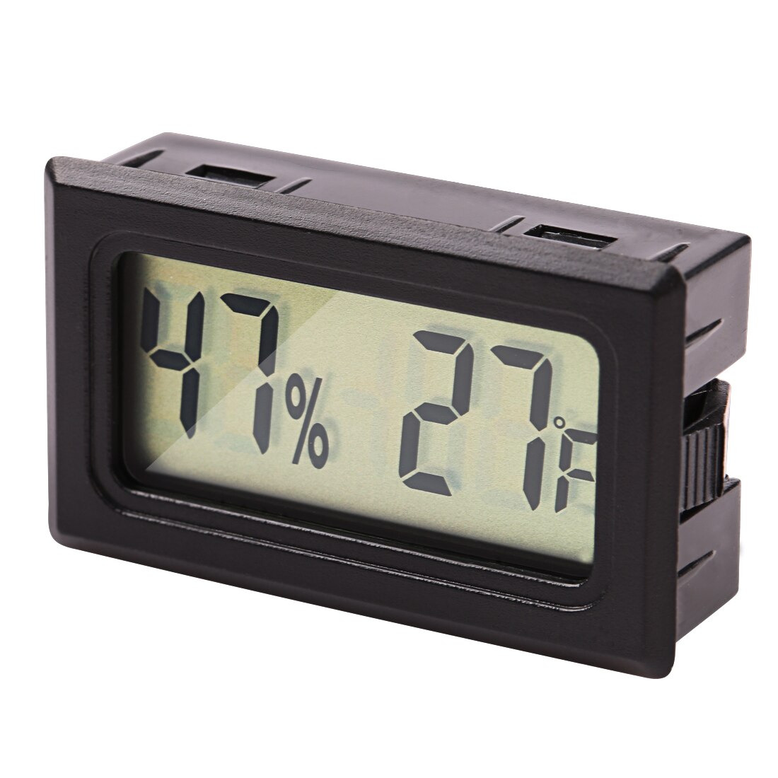 LCD Digital Temperature Humidity Meter Indoor Outdoor Hygrometer Thermometer Weather Station With Clock For Home HTC-1 /-2: black F battery