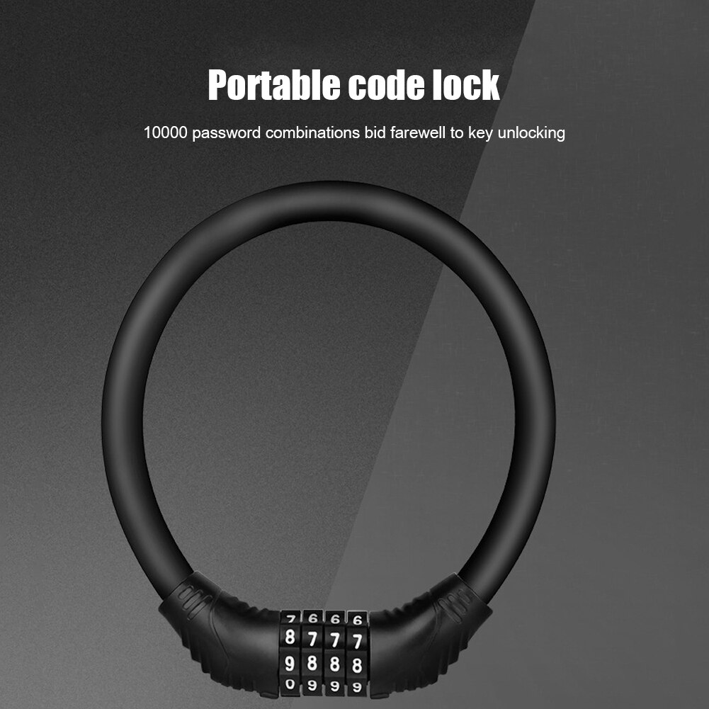 Anti-Theft Bike Lock 4 Digit Code Combination Stainless Steel Cable Bicycle Security Lock Equipment MTB Bike Lock