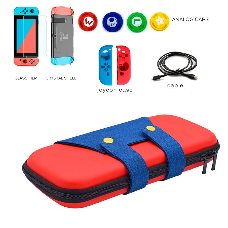 Travel Carrying Case for Nintendo Switch Protective Hard Shell Carry Bag Portable Storage for Mario Fans Console & Accessories: D