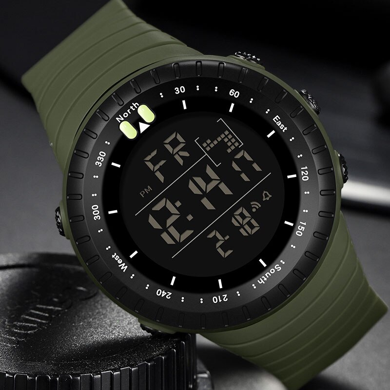 SANDA Digital Reloj de deporte de los hombres Relojes LED electrónicos hombre reloj de pulsera para hombres reloj resistente al agua al aire libre horas: 6071 green