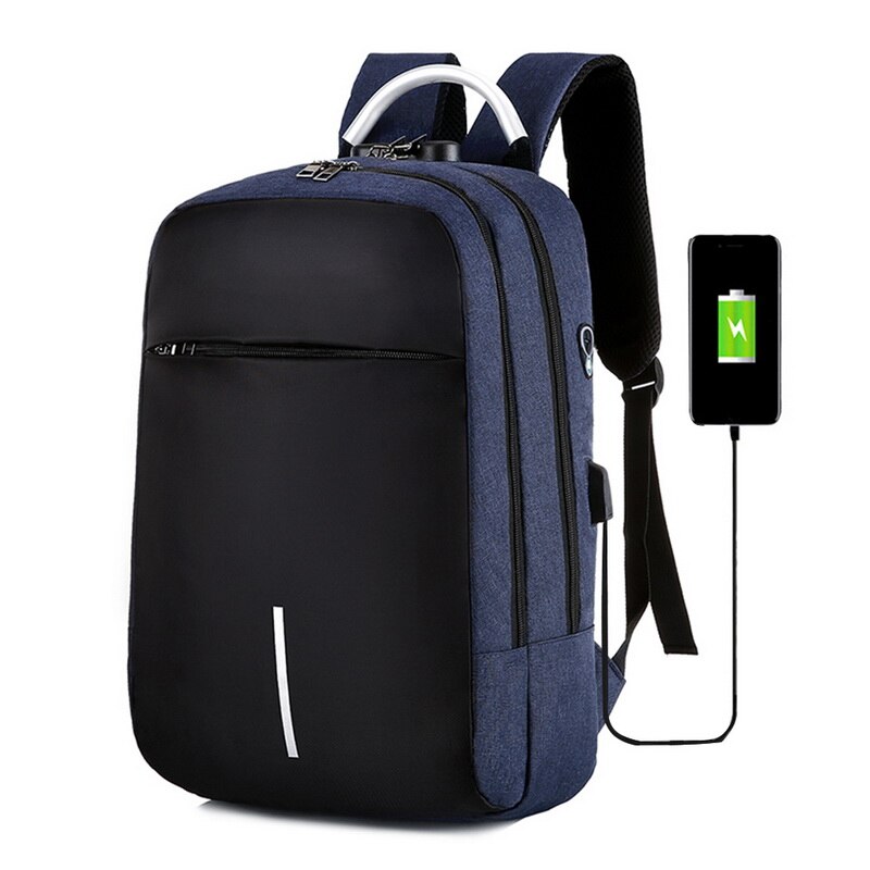 Men's and women's general backpack anti theft backpack USB charging backpack multi functional business computer Backpack: blue