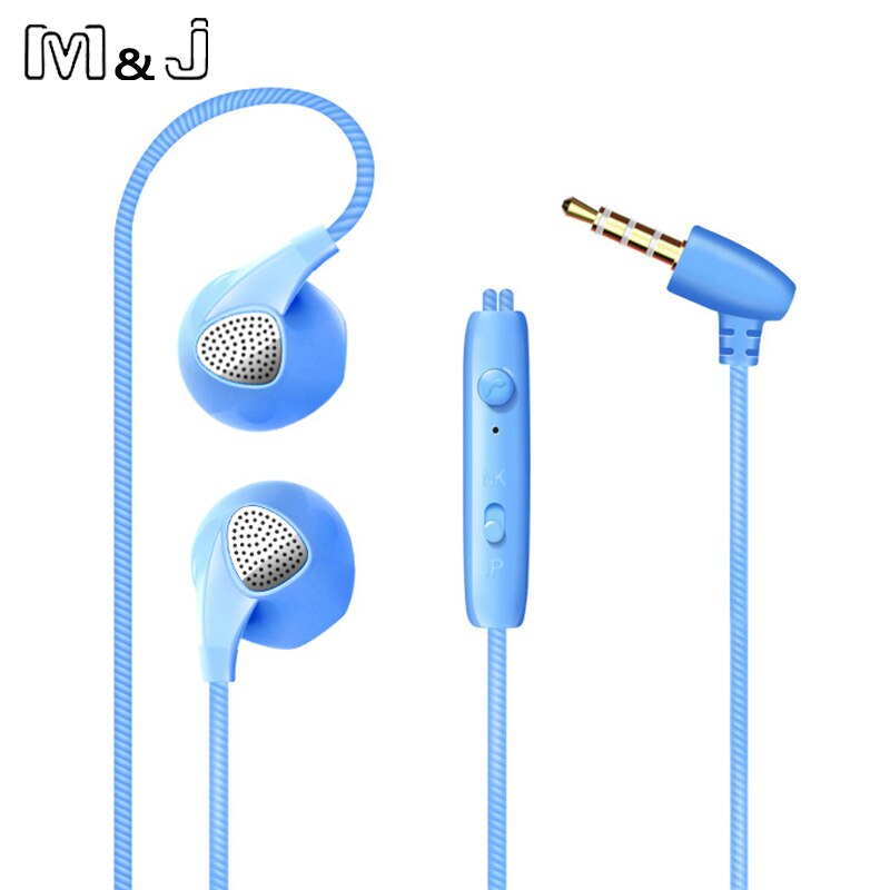 M & J écouteur pour iPhone 6 6S 5 téléphone casque avec Microphone 3.5mm Jack basse casque pour Iphone Apple Sumsang Sport casque: Bleu