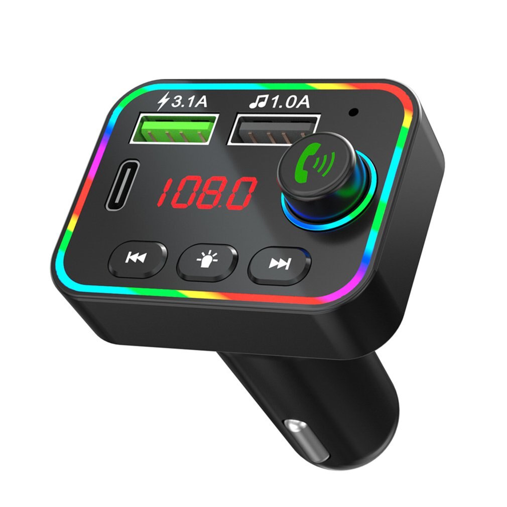 Bluetooth-autolautsprecher, kabelloser 5.0 -chip-player,  f4 sender, ambientebeleuchtung, usb-stick-karte, verstärkter, stoßfester player