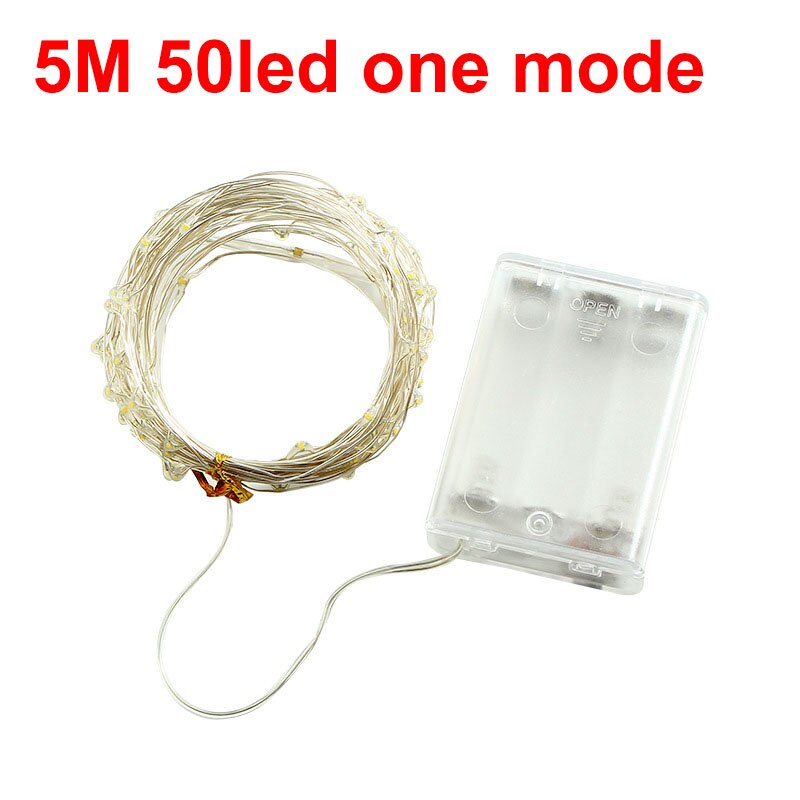 Fairy String Lights 8 Modes 10M LED Light Outdoor lamps Christmas Wedding Control Waterproof Copper Wire Twinkle: 5m 50led one mode / Whtie