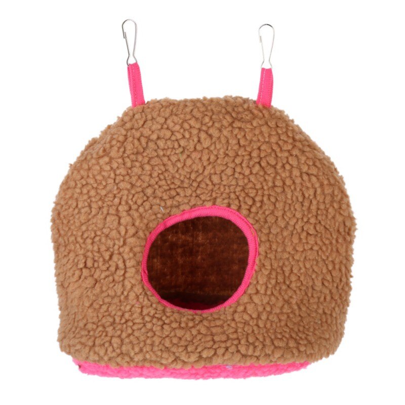 Hamac en peluche douce pour perroquet et oiseau, lit suspendu chaud pour animal de compagnie, grotte, cage, cabane, tente, jouet mignon, maison, fournitures pour petits animaux: Marron clair / S