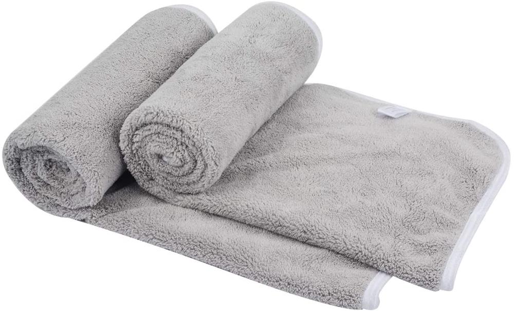 KinHwa microfibre essuie-mains Ultra doux visage serviettes uper absorbant serviettes de bain idéal pour cheveux Spa Sports 30 pouces x 16 pouces 2 Pack: light grey / 76x150cm