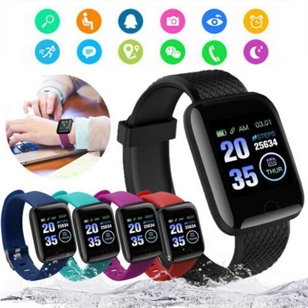 116 Slimme Horloge Mannen Vrouwen Bloeddrukmeting Waterdichte Fitness Tracker Armband Hartslagmeter Smartwatch