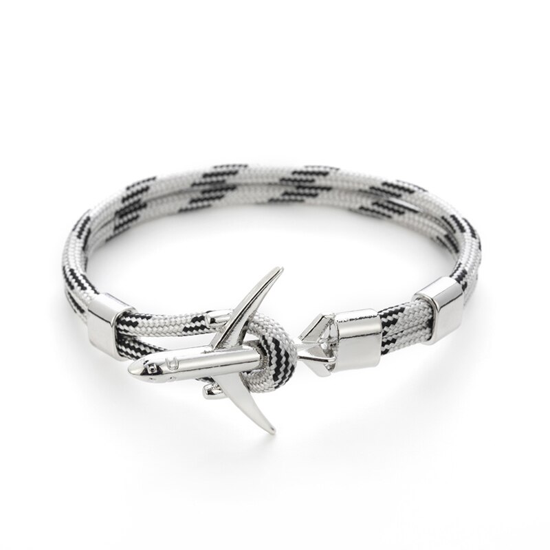 20 farben Silber Anker Armbänder Männer Frauen Charme Seil Kette Paar Armband Metall Flugzeug Leder Haken Homme Schmuck: FS-17