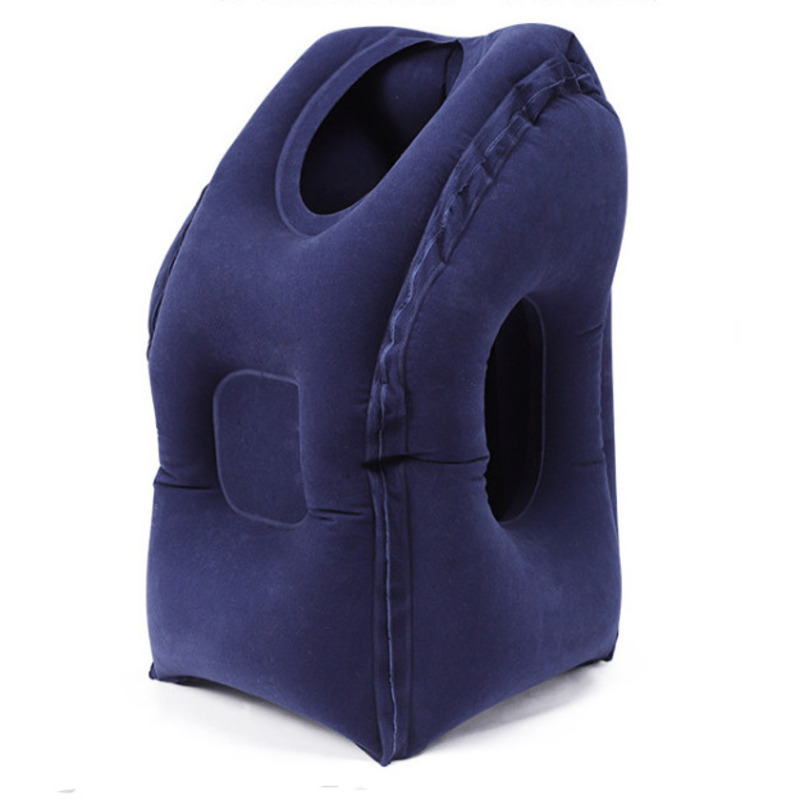 Opgewaardeerde Opblaasbare Luchtkussen Reiskussen Hoofdsteun Kinsteunkussens Voor Vliegtuigauto 'S: Marineblauw