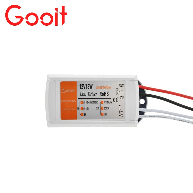 Fuente de alimentación de 12V, 1,5a, 18W, transformadores para adaptador de CA/CC, interruptor para tira LED, controlador de bombilla de techo RGB, fuente de alimentación de 90V-220V