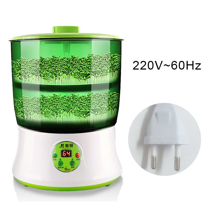 220V Green Seeds Automatic Bean Sprouter Growing Automatic Bean Sprout 2 Layers Intelligent Bean Sprouts Machine Household