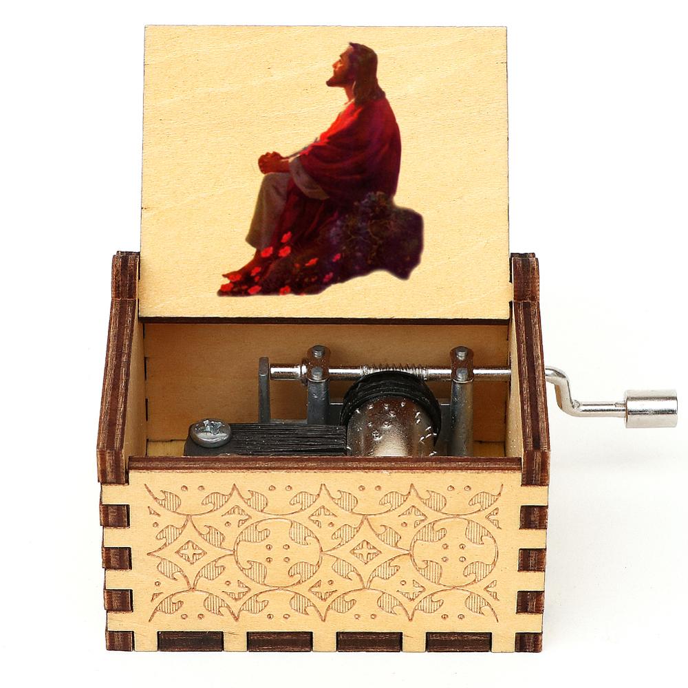 Vintage Engraved Music Box Wooden Musical Box 3D Printed Amazing Grace Theme Music Box Christmas Birthday: P-YS-57
