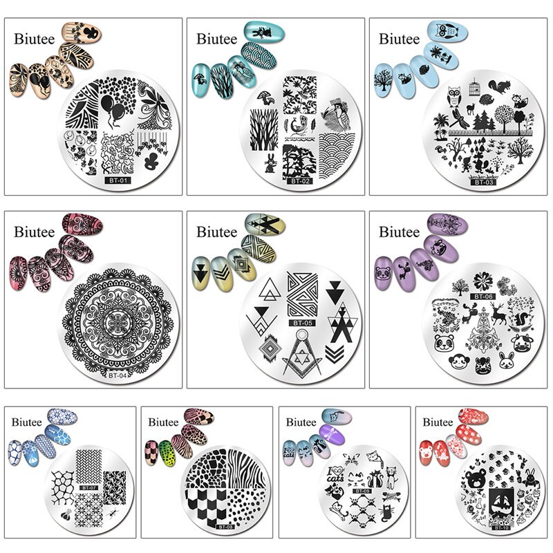 Biutee 12*6cm TAGEBUCH Nail art Vorlagen Stanzen Platte Blume Blatt Drucken Tier Brief Floral Muster Platten schablone Werkzeuge