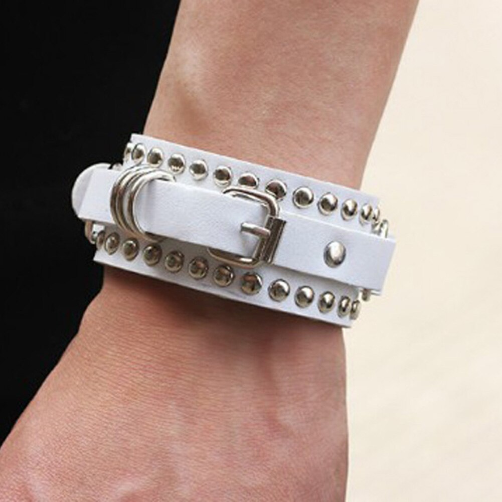 Schwarz und Weiß gotisch Punk Stil Nieten Armbinde Schnalle Gürtel Pu Leder Armbinde Armbinde frauen Armbinde Charme