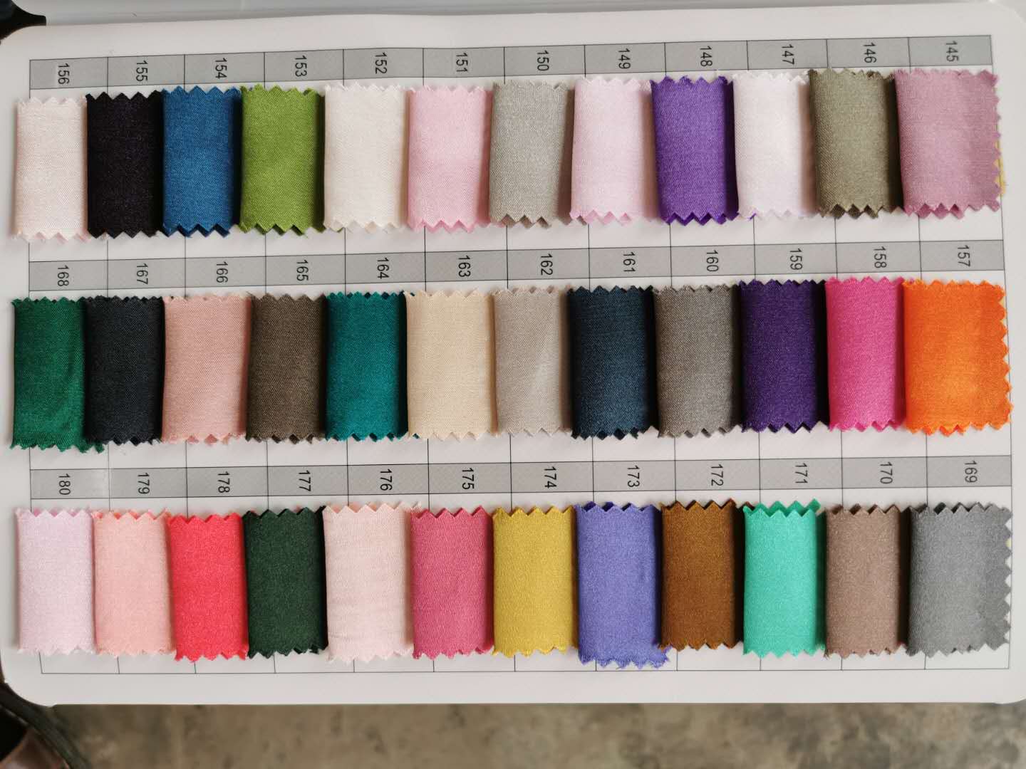 The Satin Fabric Color Swatch