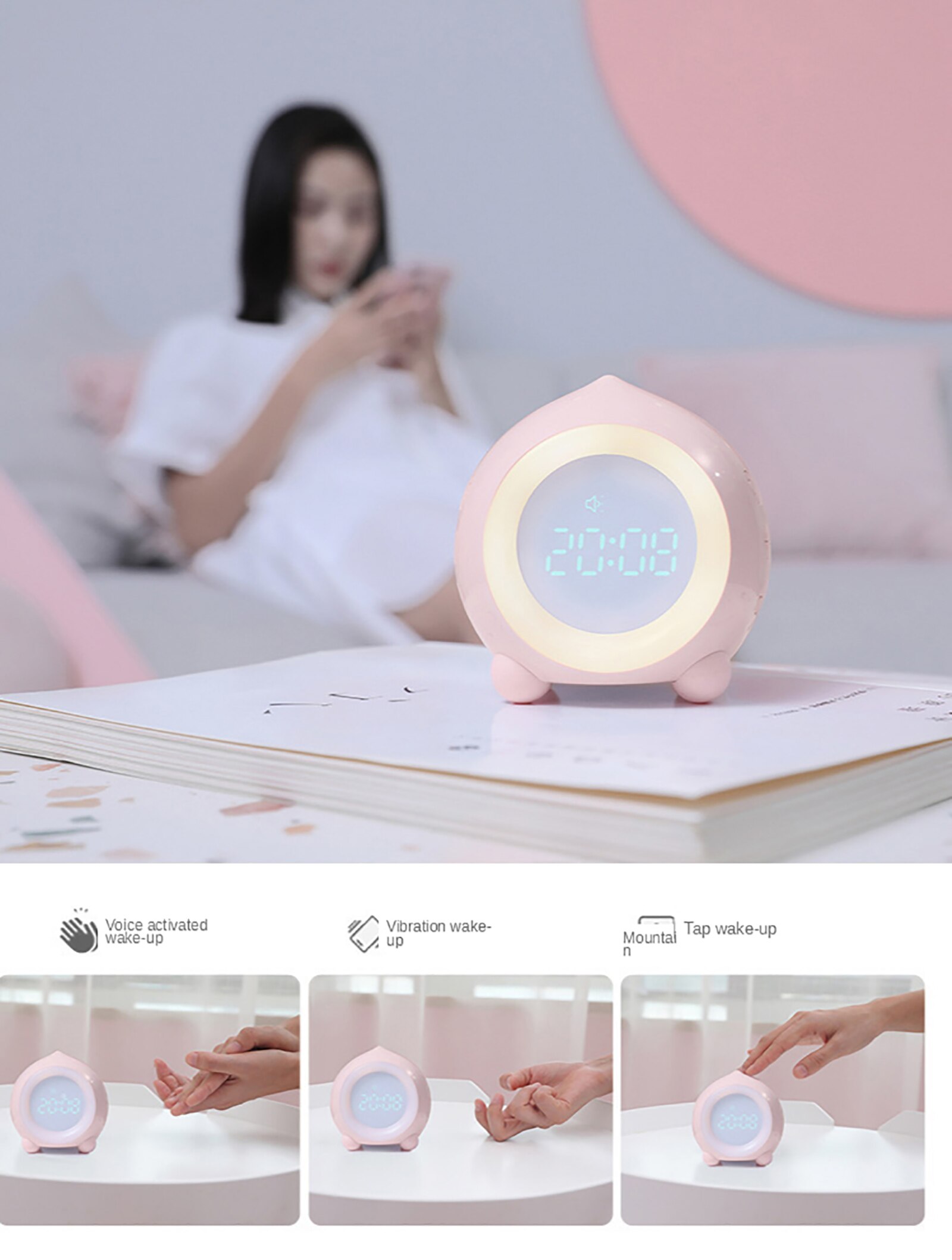 Bonito despertador multifunción Led con Bluetooth, luz de sonido para niños, estudiantes, Regular, sueño, aplicación de Reloj de escritorio, ajuste inteligente