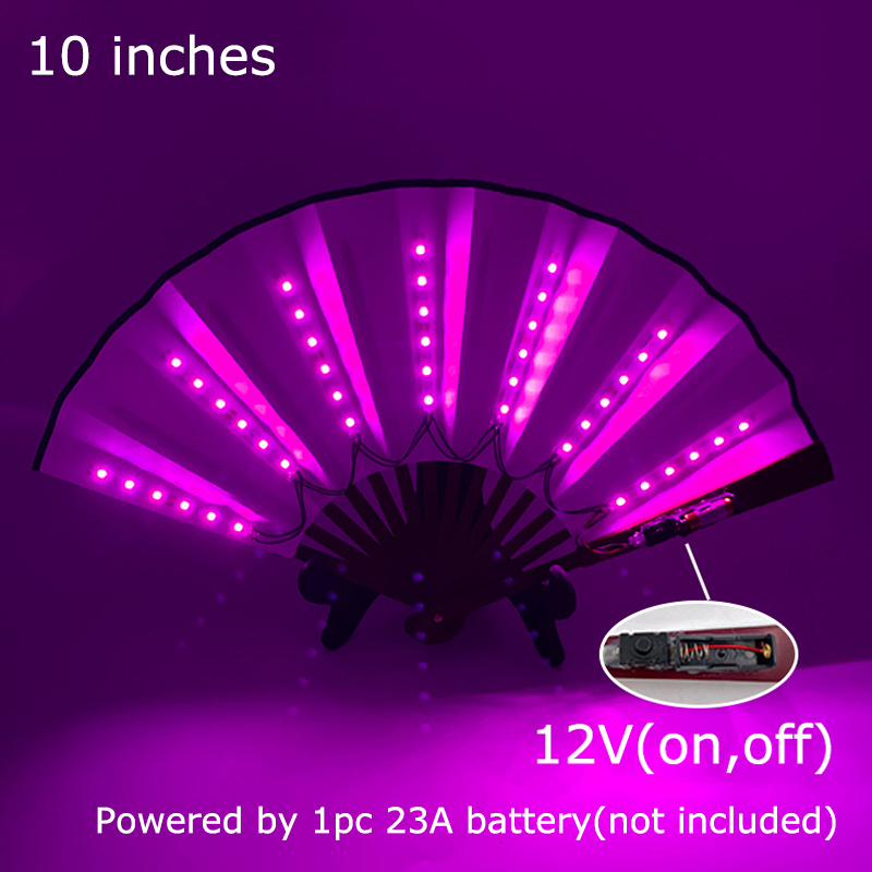 10inches Glow Folding LED Fan Dancing Light Fan Night Show Halloween Christmas Rave Accessories Carnival Supplies Dance Hand Fan: Orange