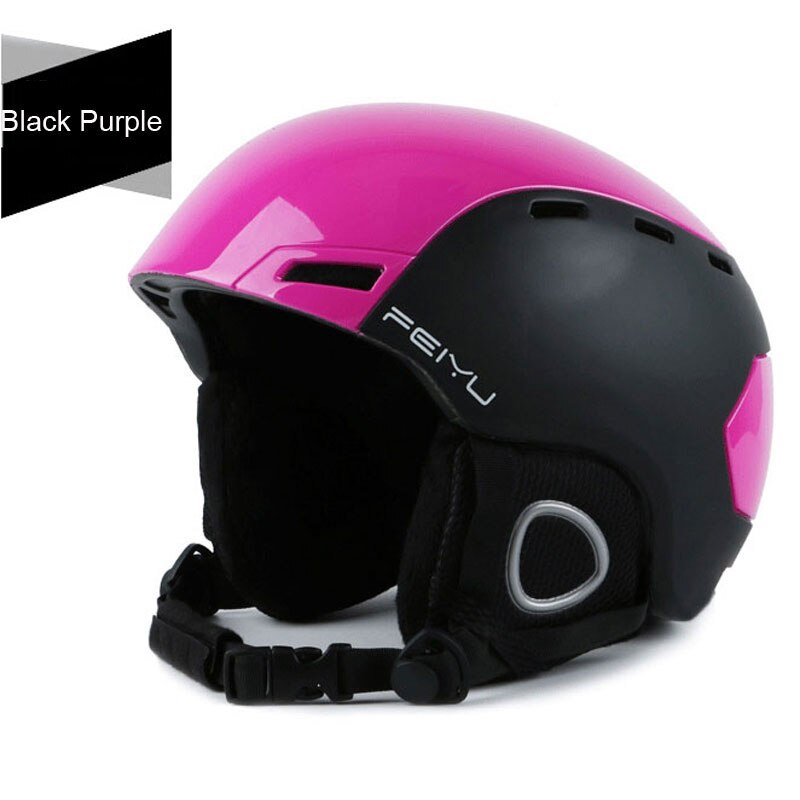 Professionele Draagbare Ski Helm Integraal-Gegoten Snowboard Sport Helm Voor Vrouwen Schaatsen Skateboarden Mannen Skiën Helm: Black Purple / M(52-55cm)