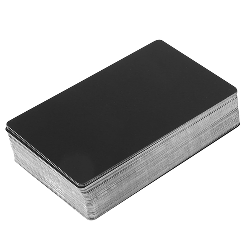 100 PCS Black Aluminum Alloy Card Engraving Metal Business Visit Business Card Blank 0.2Mm Thickness