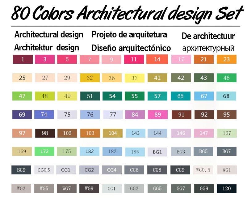 TOUCHTEN Markers 30/40/60/80 Color Sketch Art Marker Pen Double Tips Alcoholic Pen For Artist Manga Markers Art Supplies: 80 Architectural Set