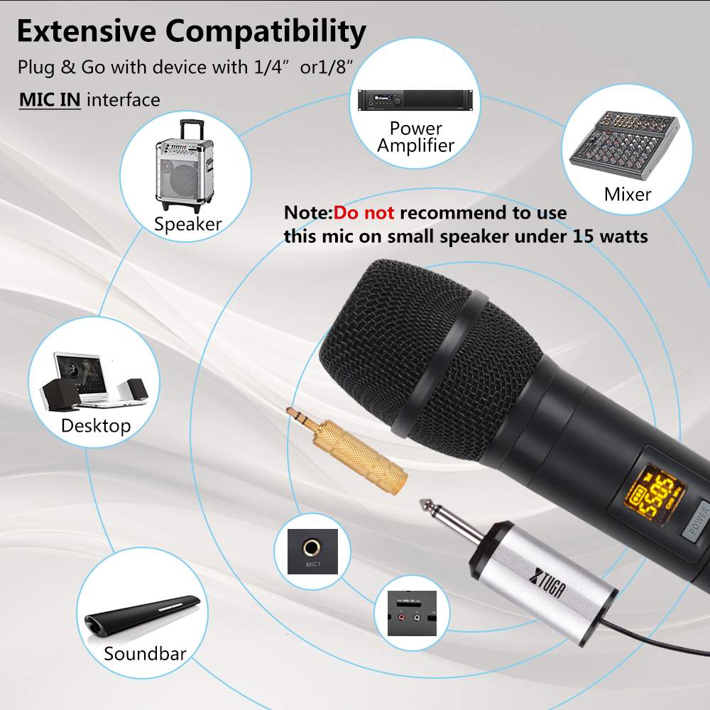 Wireless Microphone System Dual Cordless Handheld Microphone 2 Channel Cordless Microphone Kit For Studio Karaoke