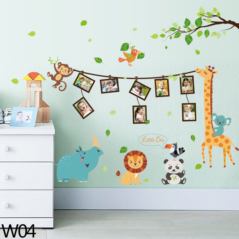 1 sæt dyr serie tegneserie dyr aftagelige vinyl wallstickers børn favoriserer baby shower drenge soveværelse søde kunst decals: W04