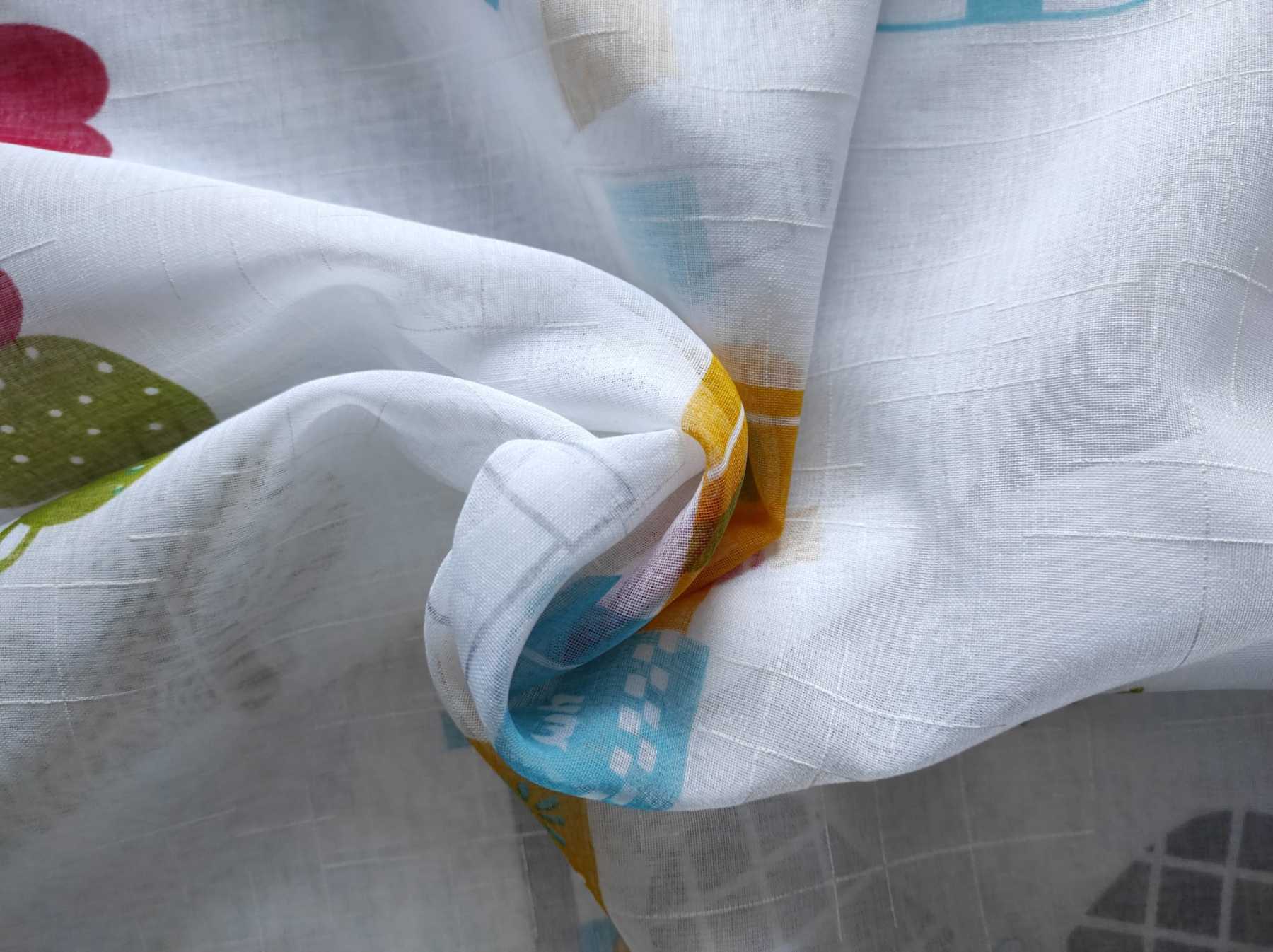 Cortina de Cocina visillo Estampados con Presillas Translucidas para Decoración de Ventanas, fino.