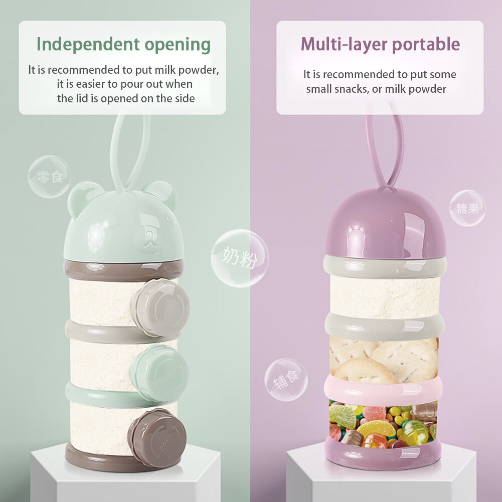 Baby Melkpoeder Voedsel Opslag Formule Dispenser Multifunctionele Drie Lagen Container Draagbare Leuke Herbruikbare Snack Box Schoon