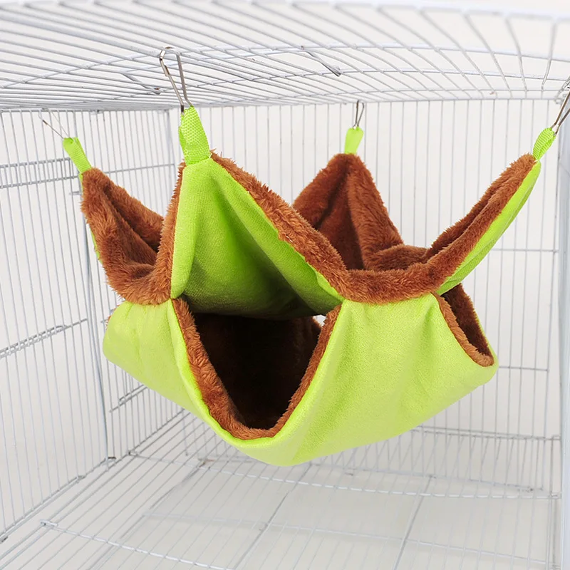 Hamaca de felpa de doble capa para mascotas, cama colgante cálida para hámster, hurón, cama colgante para gatos, roedores, hamaca, suministros para mascotas
