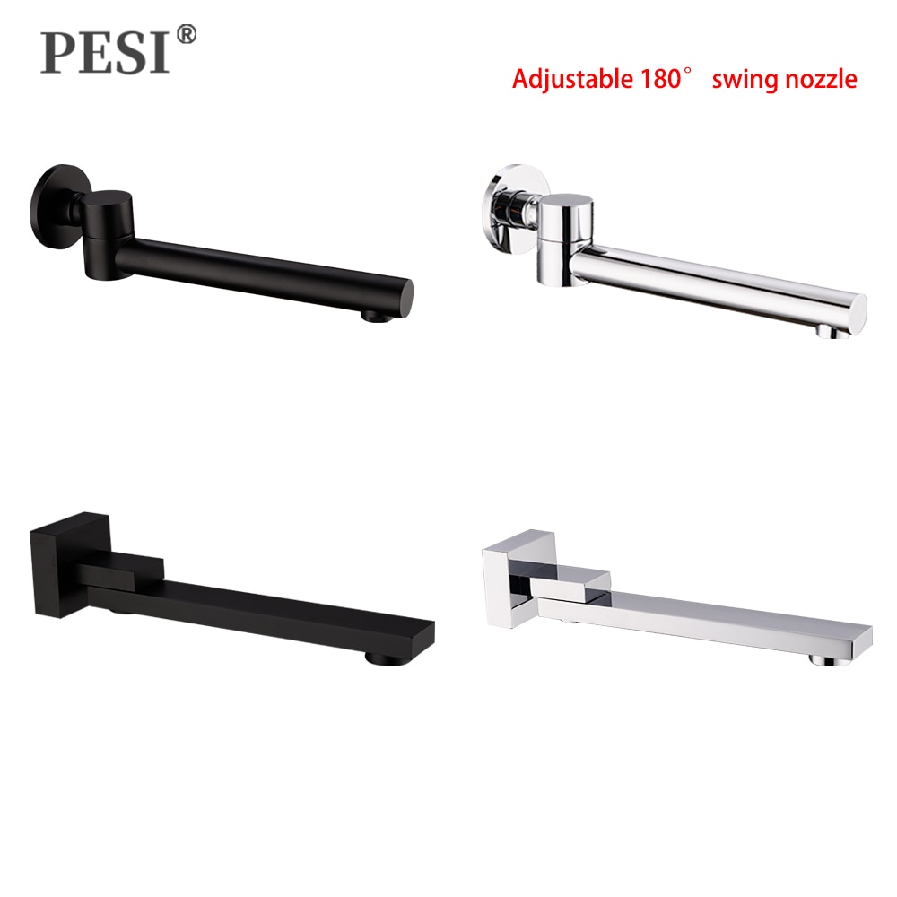 Wall Mounted Solid Brass Faucet Spout Square and Round Chrome Solid In Wall Outlet Mixer Shower Faucet Accessories.