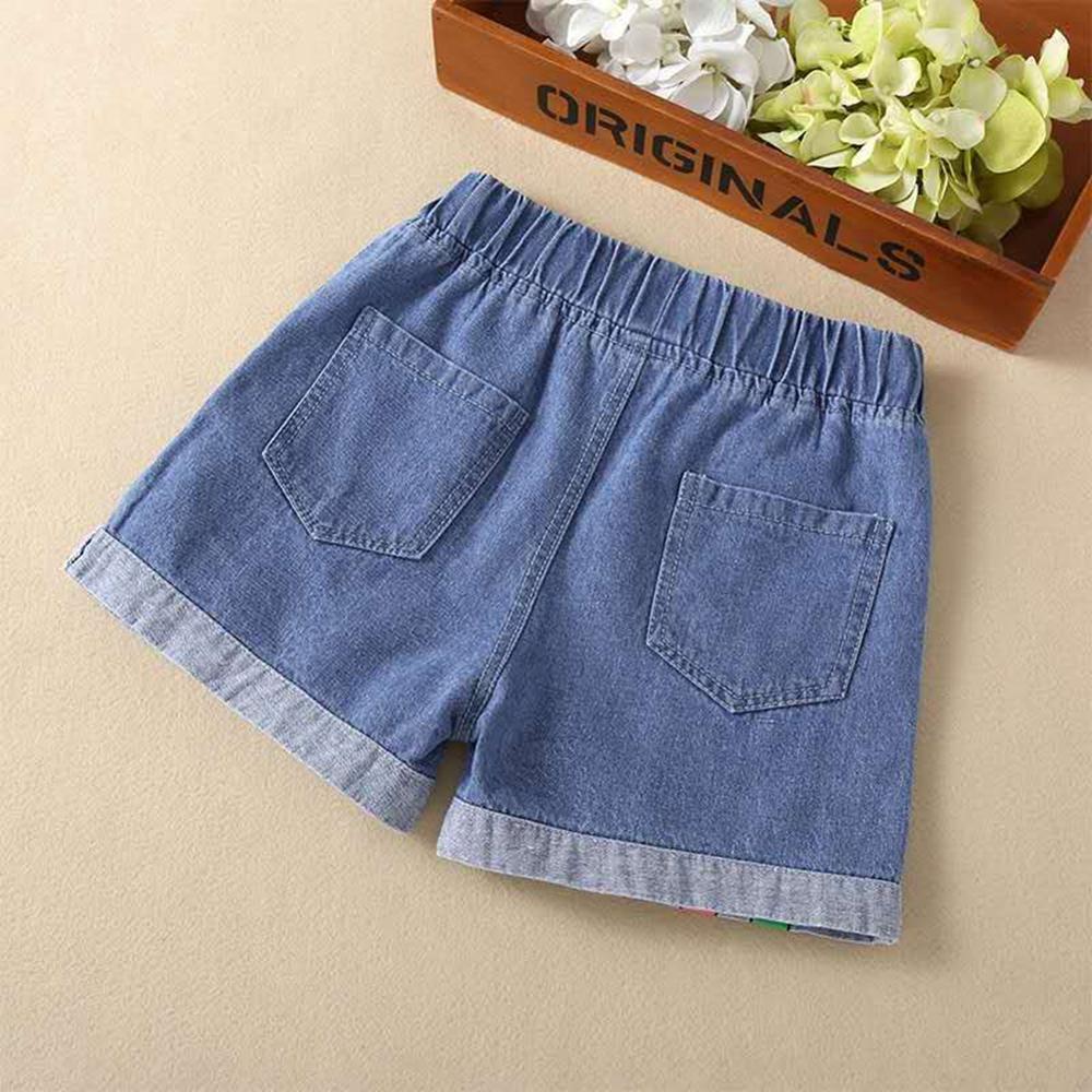 Summer Teenage Girls Denim Shorts Kids Egg Pattern Short Pants Children Clothes Big Girls Loose Shorts for Girls 8 10 12 14 16