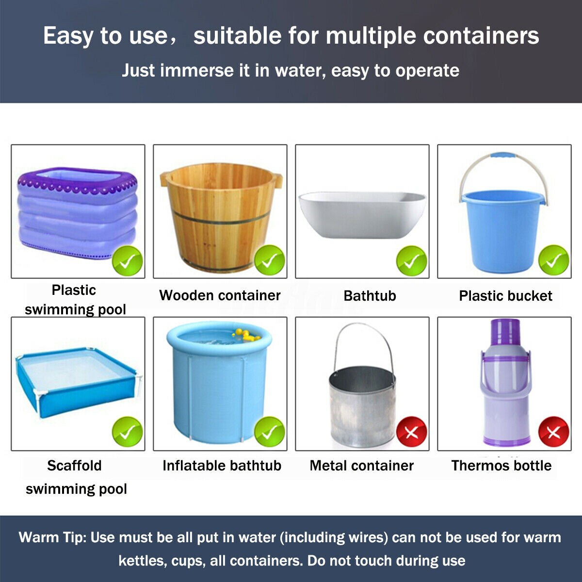 1500 W/2000W Drijvende Elektrische Boiler Water Verwarming Draagbare Onderdompeling Schorsing Badkamer Zwembad