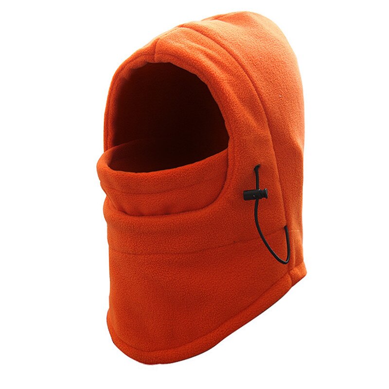 Thermal Fleece Balaclava Hat Hooded Neck Warmer Winter Sports Face Mask for Men Bike Helmet Beanies Masked cap: Orange
