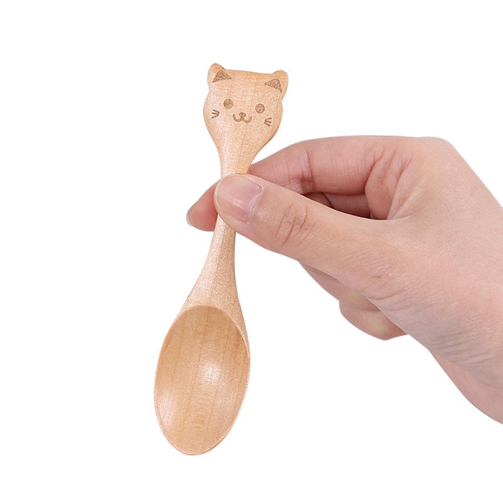 1/3 PCS Wooden Spoon Bamboo Kitchen Cooking Utensil Animal Fork Pattern Kids Spoon Eating Tool Soup-Teaspoon Tableware Catering: F