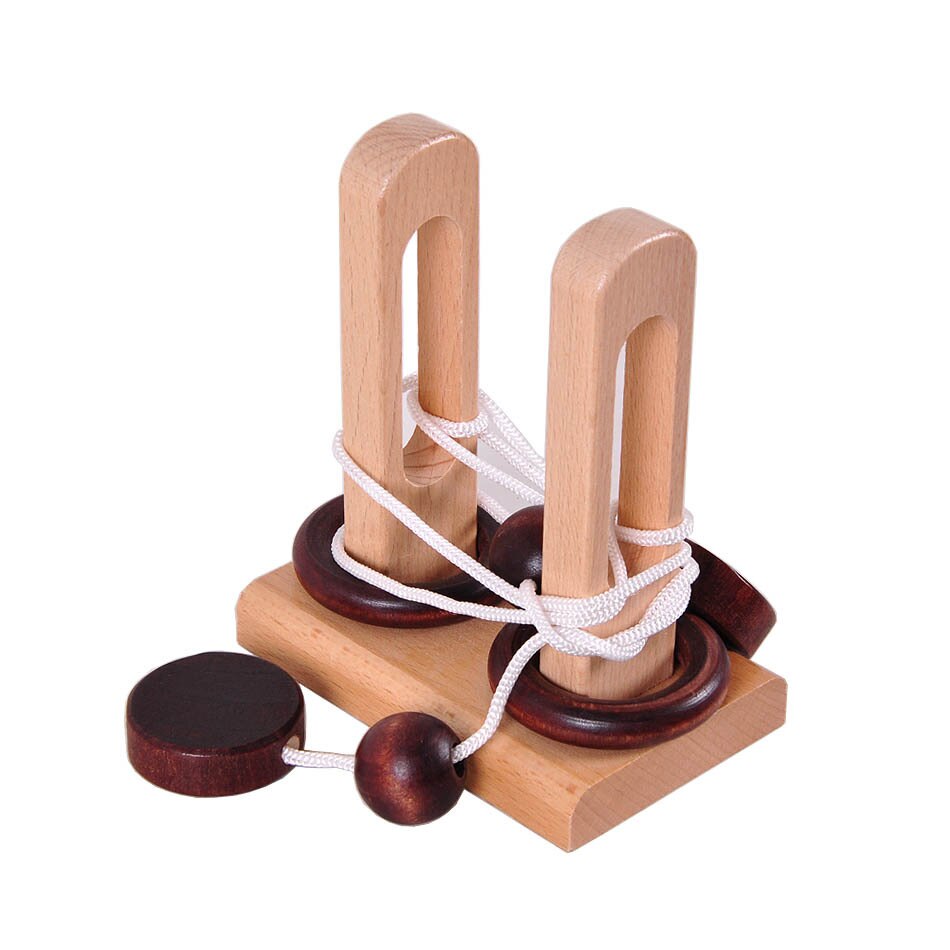 Desk Novelty 3D Wooden Rope Loop Puzzle IQ Mind String Brain teaser Game for Adults Kids