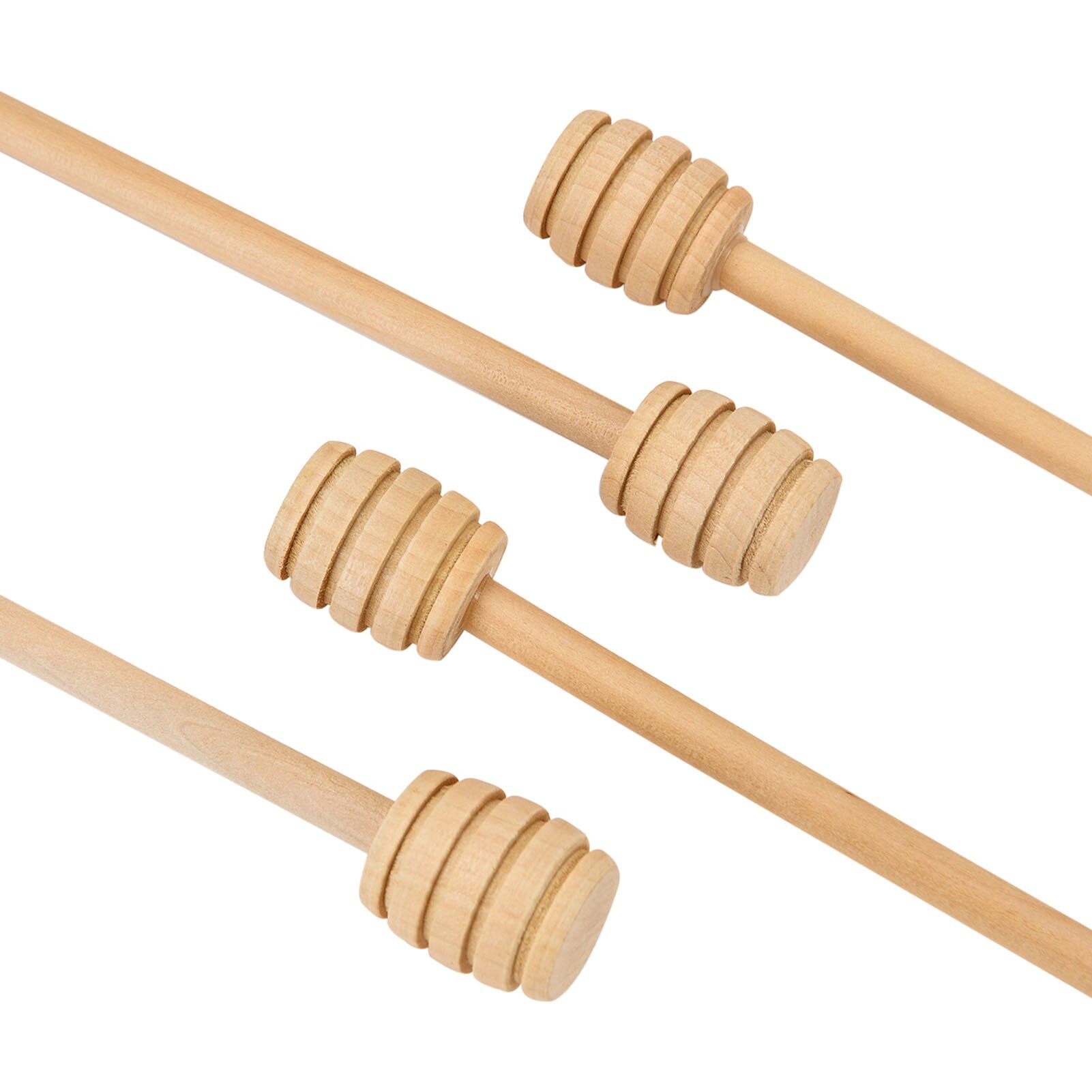 4Pcs Hout Honing Splash Bar Jam Koffie Melk Roerstaafje Dipper Hamer Houten Lepel Roeren Bee Honing Warhoofd roerder