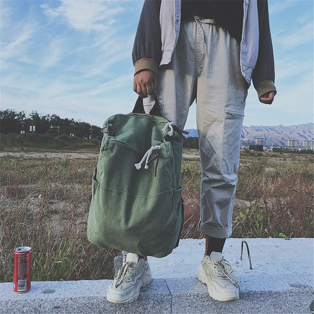 Mochila de viaje de gran capacidad de Color sólido, mochila de lona para ordenador portátil, mochila para mujer, mochila escolar para adolescentes, bolsa de hombro de viaje diario