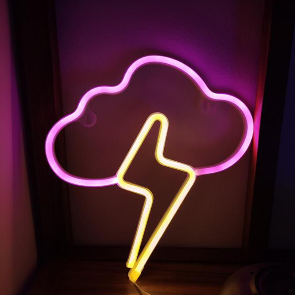 Lightning Bolt LED Neon Sign Flash Neon Light Hanging Wall Lamp Room Decor Light Wall Decor for Home Wedding Party Decorations: purple