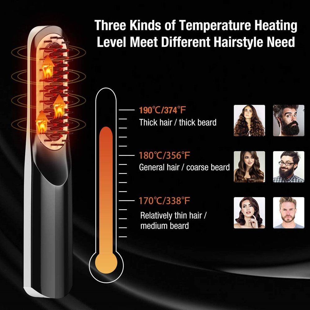 Bartglätter für herren, kabelloser bartglätterkamm, Mini-haarglätter, kabelloser haarglätter mit usb-ladefunktion, haarglättungsbürste