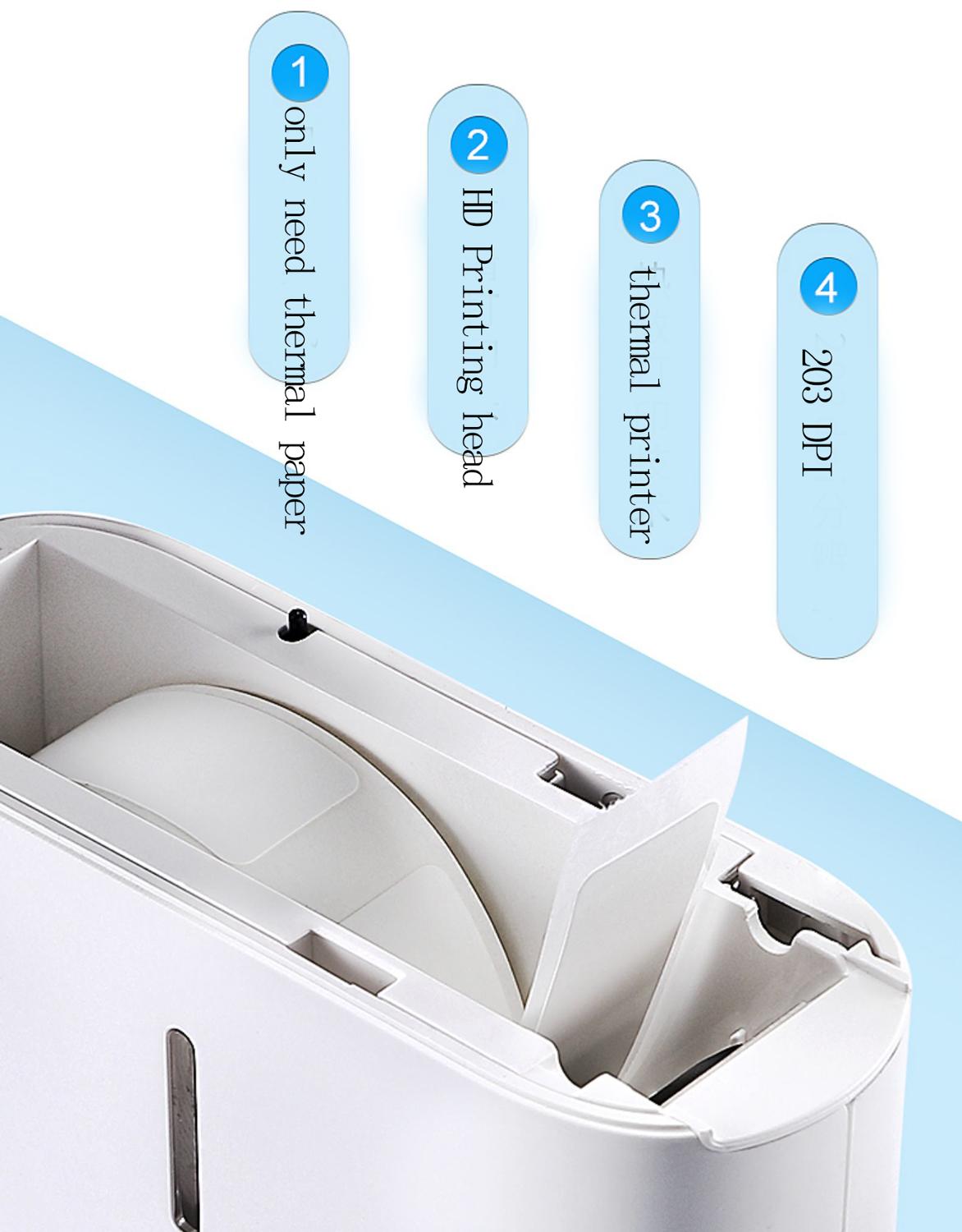 Wireless Label Printer Portable Pocket Label Printer Bluetooth Thermal Label Printer Fast Printing Home Use Office